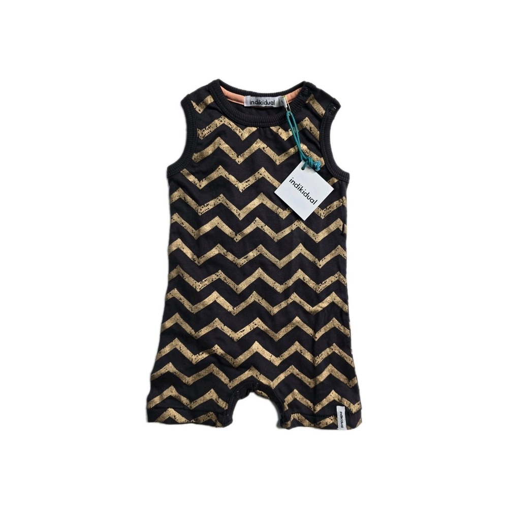 Indikidual‎ Baby Brown Romper  Golden Stripe  organic Cotton  NWT